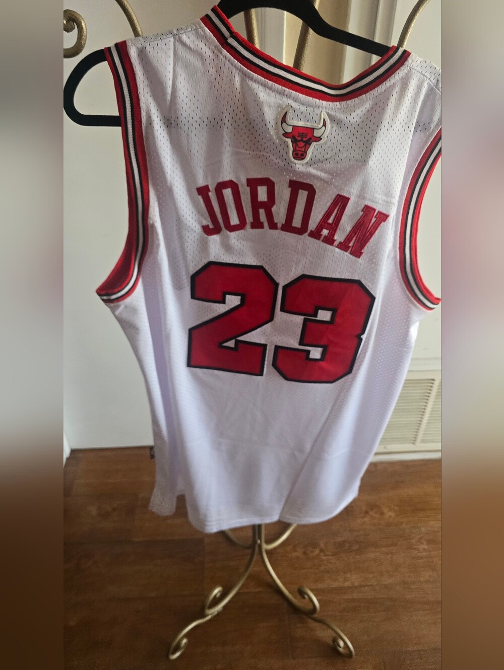 Nike White Chicago Bulls #23 Jordan Basketball Jersey with Red and Black Trim